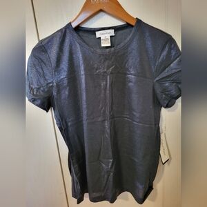 Calvin Klein Black Sheer Women's Short Sleeve Top Sz M